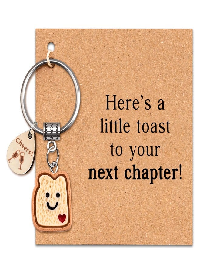 Aisity Stocking Stuffers for Teen Girls Coworker Gifts for Women Teen Girls Cute Toast Keychain Gift for Teenager Coworker Leaving Going Away Gifts for Women Congratulations New Beginnings Gift Ideas - Image 1